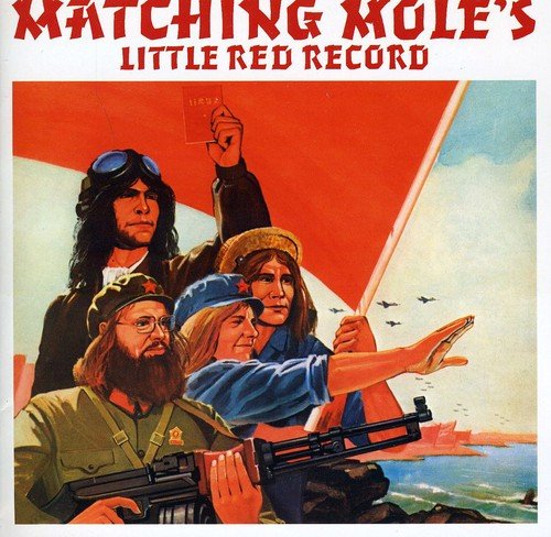 "Album cover art: four men with guns, red flag in the background."