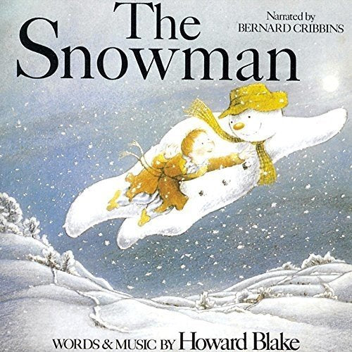 "Album cover featuring a child flying on a snowman through a snowy landscape."