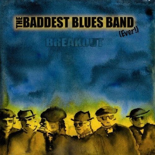 "CD cover art featuring six men in hats against a blue and yellow background."