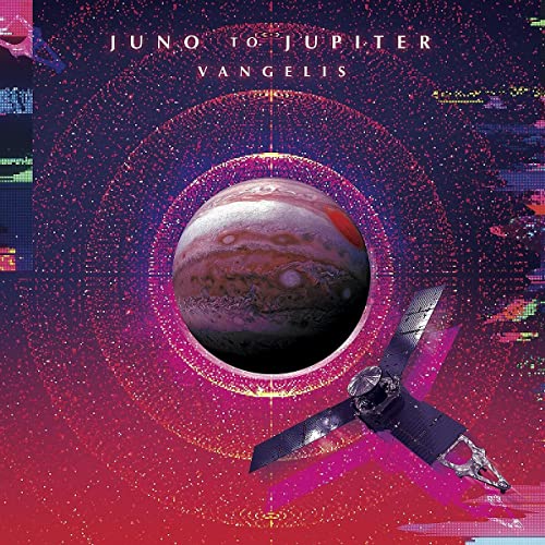 Album cover: Jupiter, a spacecraft, and starry nebula in pink and blue.