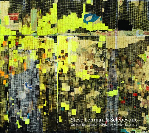 A pixelated album cover with yellow, black, and gray tones, featuring white text at the bottom.