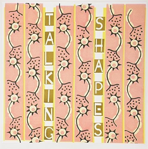Album cover with pink and yellow stripes, and the words "Talking Shapes".