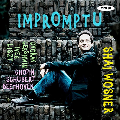 CD cover featuring pianist Shai Wosner leaning against a brick wall.