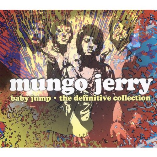 "Mungo Jerry CD cover with three band members and colorful abstract background."