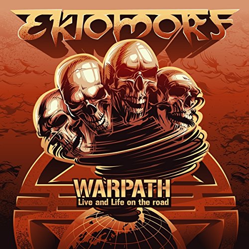 "Album cover with five skulls entwined, 'Ektomorf' and 'Warpath' text, orange-toned background."