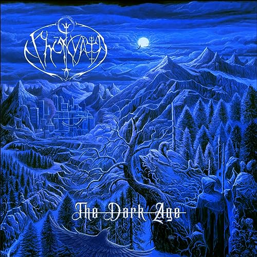 Blue album cover depicting a dark, mountainous landscape and castle.