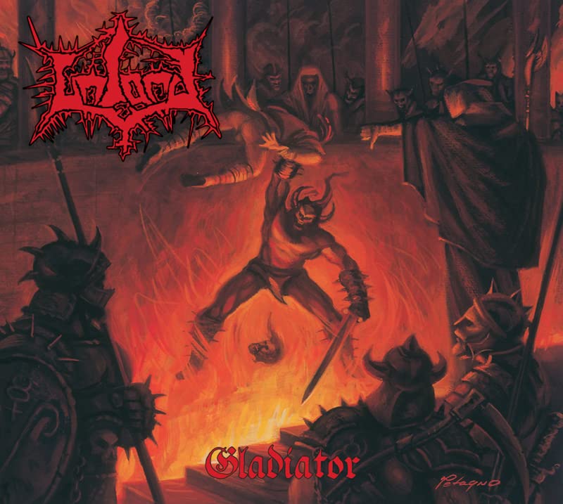 Album cover for “Gladiator” by Unlord, depicting a fiery battle scene.