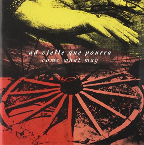 ```html CD cover with abstract yellow hand and red wheel design. ``` or ```html Album art featuring a yellow hand and red wheel design. ```