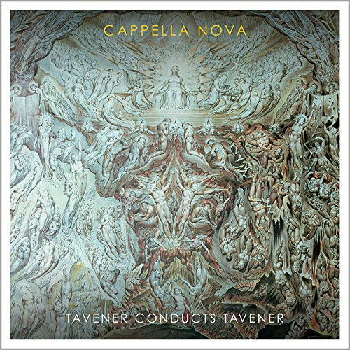 CD album cover with intricate, swirling design and text "Cappella Nova" and "Tavener Conducts Tavener".