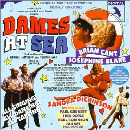 CD cover for "Dames at Sea" musical, featuring cast photos and title art.