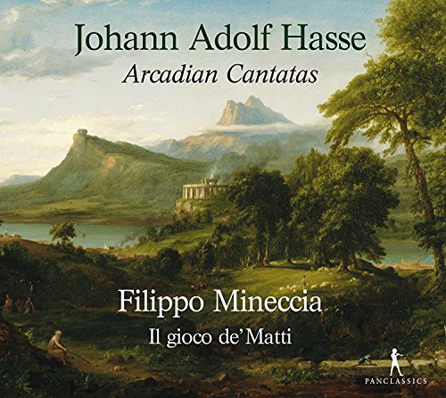 "Album cover with serene landscape painting, featuring mountains, trees, and a body of water."