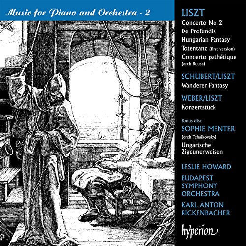 CD cover with black and white medieval illustration and blue header, listing musical compositions.