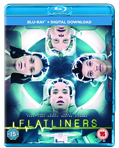 Flatliners" Blu-ray cover featuring four actors in medical headgear.