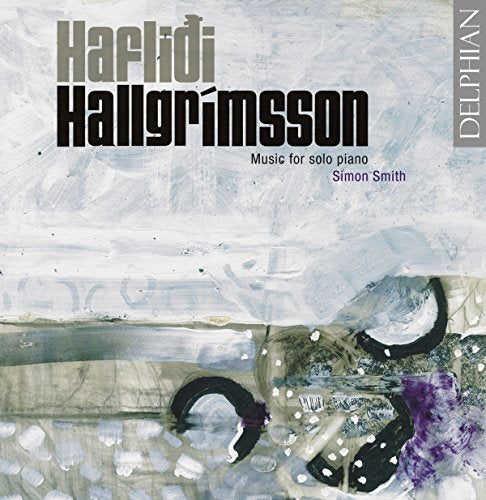CD cover with abstract art, featuring Haflidi Hallgrimsson's name and "Music for Solo Piano" text.