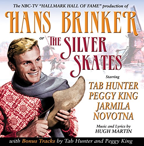 "CD cover featuring a man holding ice skates, with title 'Hans Brinker or the Silver Skates'."