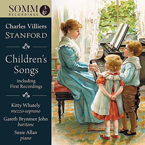 CD cover: woman playing piano for two children, vintage painting.