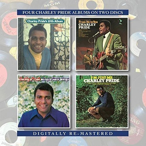 "CD cover featuring four Charley Pride album covers on a gray vinyl-patterned background."