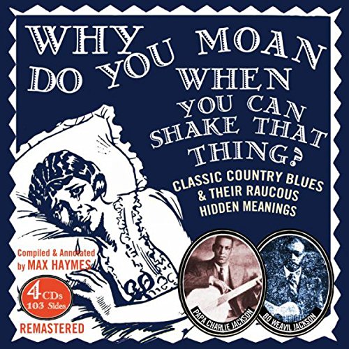 "CD cover with dark blue background, illustration, and vintage musician portraits."