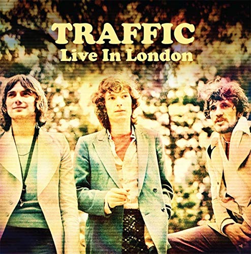 Album cover for Traffic’s “Live In London” featuring three men in suits.