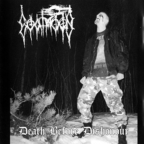 Black and white CD cover with band logo, man, and snowy landscape.