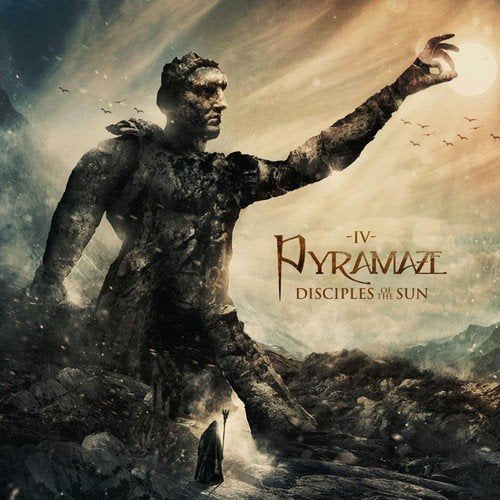 CD cover for Pyramaze’s “Disciples Of The Sun” featuring a stone statue.