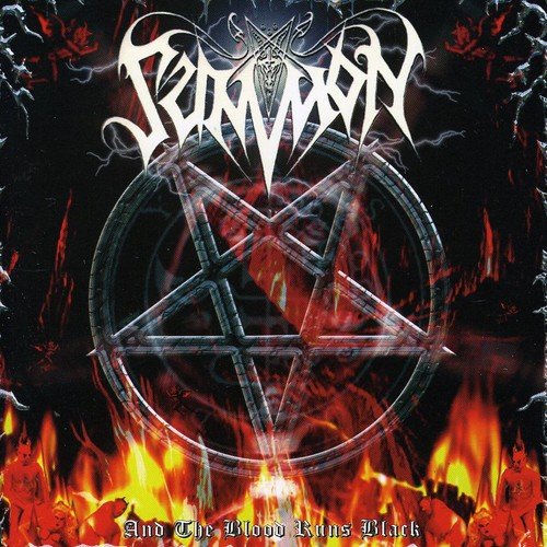 Metal album cover with pentagram, flames, and band name "Summon".