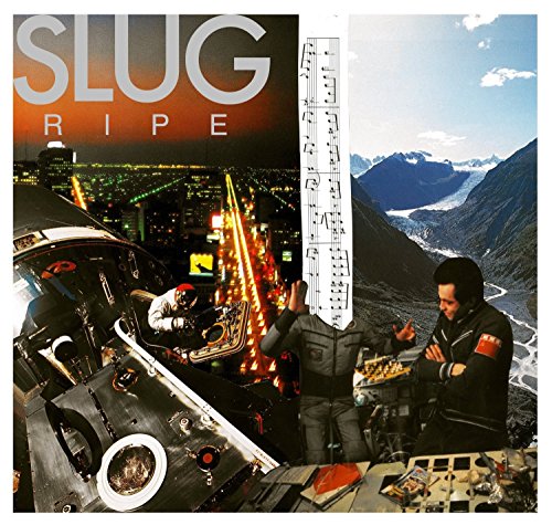 SLUG - Ripe" CD cover with collage of city, mountains, and people.
