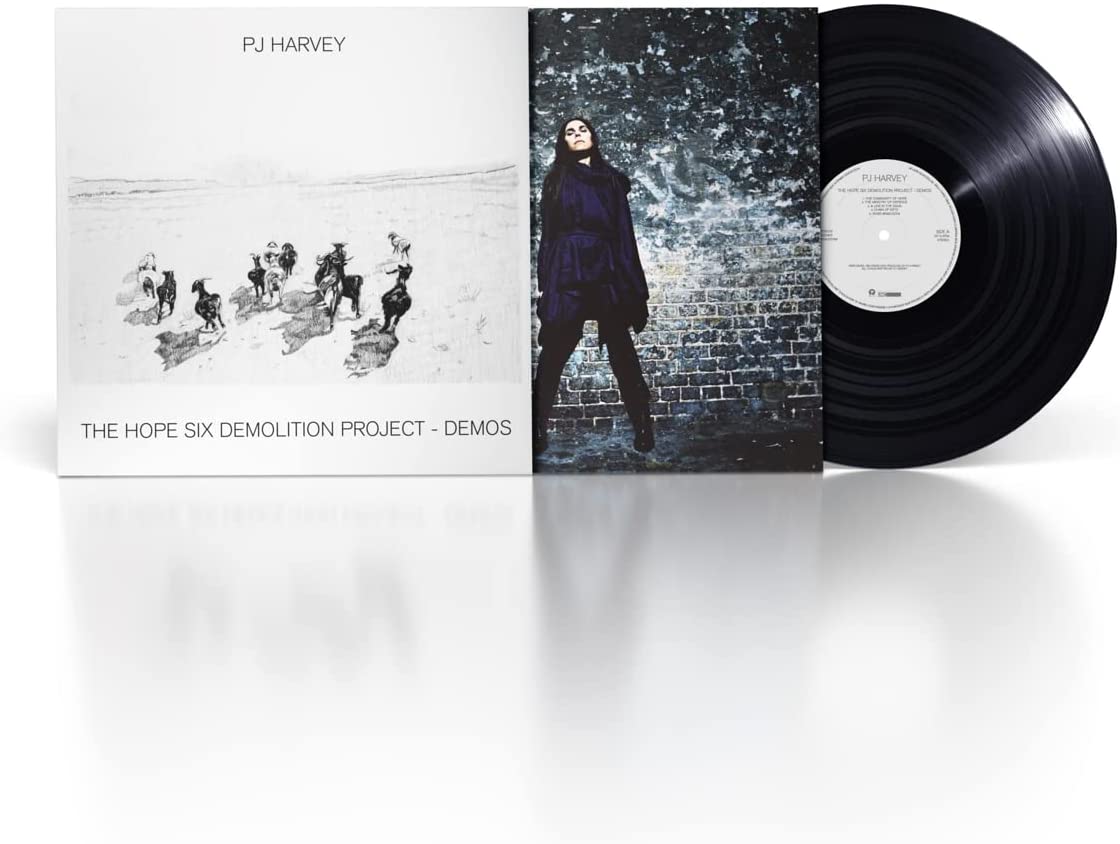 PJ Harvey vinyl record with cover art depicting figures on a beach.