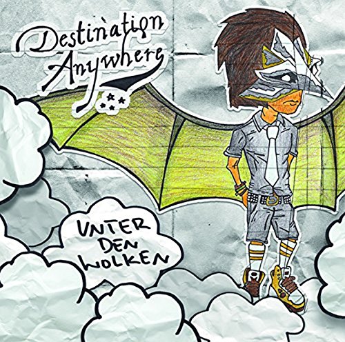 CD cover: Cartoon boy with wings against clouds and green field.