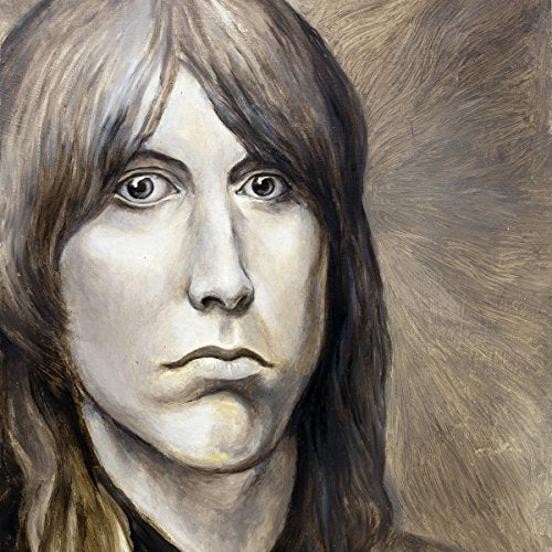 The image depicts a painted portrait of a young man with long brown hair and brown eyes. For accessibility purposes, a concise description of the image is: a painted portrait of a young man with long brown hair and brown eyes.