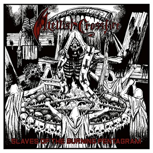 Black and white album cover depicting a skeletal ritual scene.