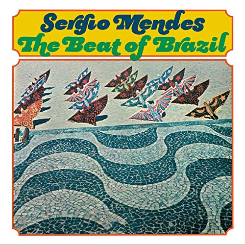 Sergio Mendes album cover with colorful birds flying over blue waves.