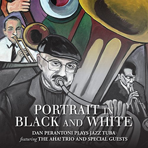 CD cover featuring painted portraits of musicians, including a tuba player.