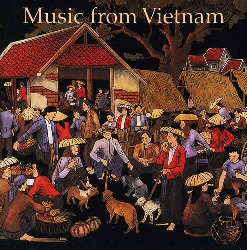 CD cover: Vietnamese village scene with people and traditional houses.
