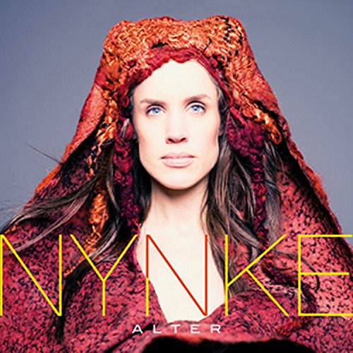 Woman in red hooded cloak, album cover "Nynke Alter" with yellow and red text overlay.