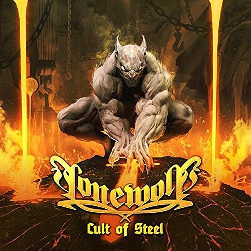 CD cover: muscular demon figure with “Lonewolf - Cult of Steel” logo.