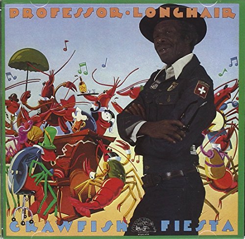Album cover featuring a man in uniform surrounded by dancing crawfish and musical notes.
