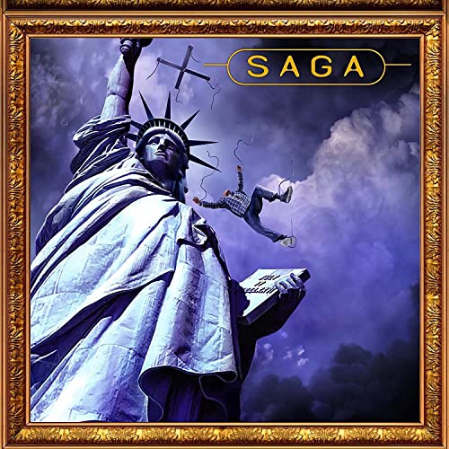 Album cover for Saga’s “Generation 13” featuring Statue of Liberty and a falling figure.