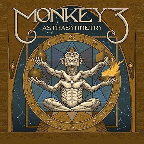 Album cover featuring a muscular, four-armed figure surrounded by astrological symbols and zodiac signs.