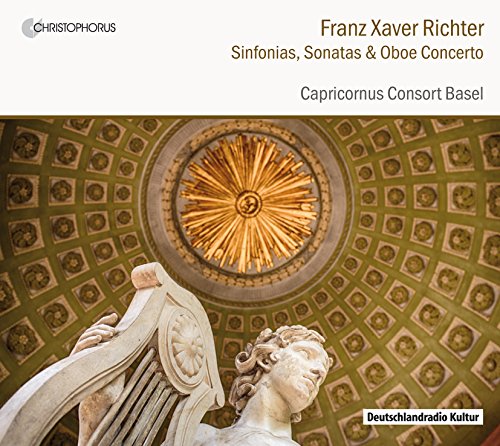 The image depicts a classical music CD cover featuring a statue and ornate ceiling.