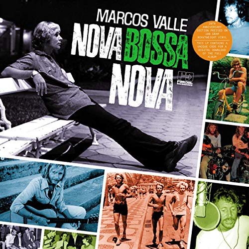 "CD cover featuring Marcos Valle, with a collage of photos in various colors."