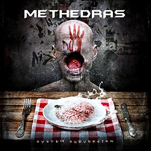 Album cover with a brain on a plate and a zombie-like figure behind.