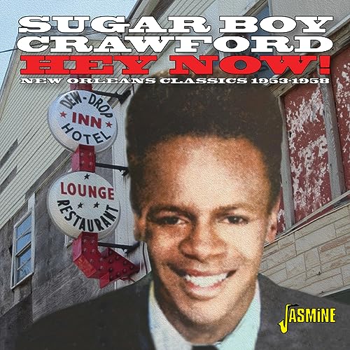 Sugar Boy Crawford portrait with a New Orleans hotel backdrop, CD cover.
