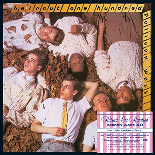 Album cover for Haircut 100’s “Pelican West 40” featuring a group in sweaters.