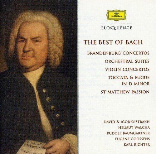 "CD case with portrait of Bach and track listing on white background."