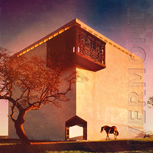 "Vinyl album cover featuring a horse near a building with a balcony and tree."