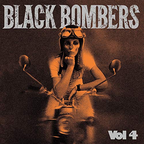 Black Bombers Vol. 4 vinyl record cover featuring a woman with motorcycle gear.