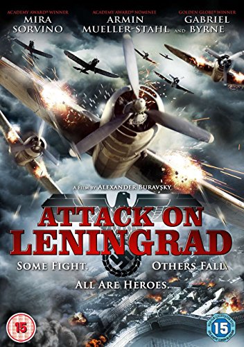 Attack On Leningrad" DVD cover featuring WWII airplanes and a swastika symbol.