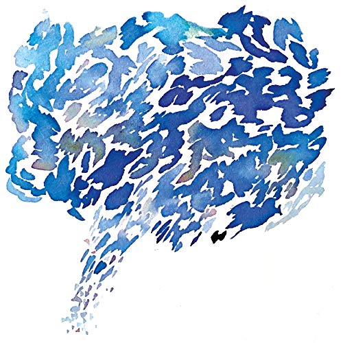 Abstract watercolor painting of a bear's head in shades of blue.