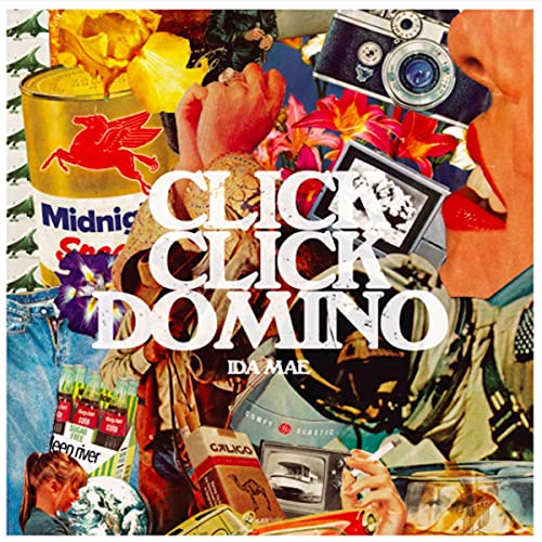 Collage album cover for Ida Mae’s “Click Click Domino” CD.